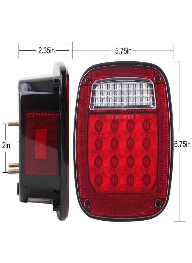 Partswcgg 2Pcs Square Rear Combination Tail Lights Lamps Assembly w/Side Marker Lights Red Replacement for 1979-2006 Wrangler TJ YJ CJ-5 CJ-7 Replacement Tail Lights Lamps, Passenger and Driver Side - Image 5