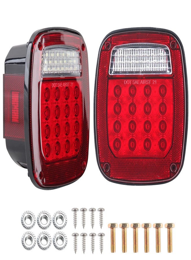 Partswcgg 2Pcs Square Rear Combination Tail Lights Lamps Assembly w/Side Marker Lights Red Replacement for 1979-2006 Wrangler TJ YJ CJ-5 CJ-7 Replacement Tail Lights Lamps, Passenger and Driver Side - Image 2
