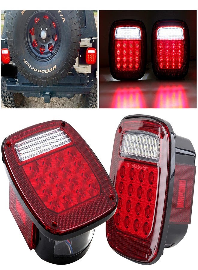 Partswcgg 2Pcs Square Rear Combination Tail Lights Lamps Assembly w/Side Marker Lights Red Replacement for 1979-2006 Wrangler TJ YJ CJ-5 CJ-7 Replacement Tail Lights Lamps, Passenger and Driver Side - Image 1