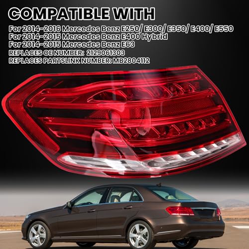 Clidr LED Tail Light Assembly Compatible with 2014-2016 Mercedes Benz W212 E-Class E250 E300 E350 E400 E550 E63 Outer Rear Lamp Replaces 2129061303 Driver Side - Image 2