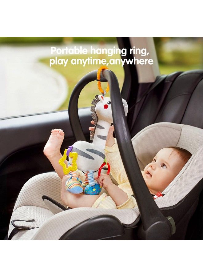 TUMAMA Baby Hanging Toys For 3 6 9 12 Months 12 Inch Soft Zebra Baby Rattles Crinkle Squeaky Sensory Learning Toy Car Seat Stroller Crib Toys Plush Animal Rattle Toys For Boys Girls Birthday Gifts - Image 4