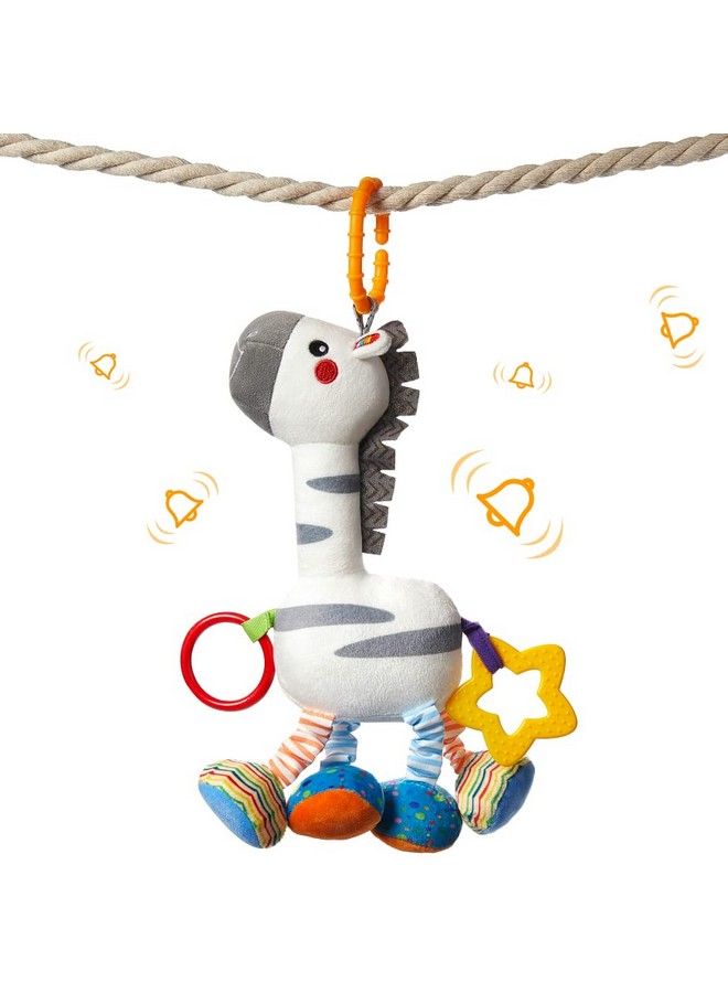 TUMAMA Baby Hanging Toys For 3 6 9 12 Months 12 Inch Soft Zebra Baby Rattles Crinkle Squeaky Sensory Learning Toy Car Seat Stroller Crib Toys Plush Animal Rattle Toys For Boys Girls Birthday Gifts - Image 2