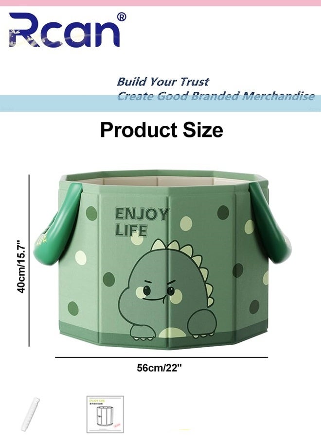 ركان حوض استحمام أطفال متعدد الاستخدامات وقابل للطي، حوض استحمام محمول برسومات كرتونية، مزود بمقابض، حوض استحمام دائري للأطفال الصغار مزود بسدادة تصريف، حوض استحمام محمول سريع الفتح، غير قابل للنفخ، مناسب للأطفال من عمر 0-5 سنوات. - Image 4