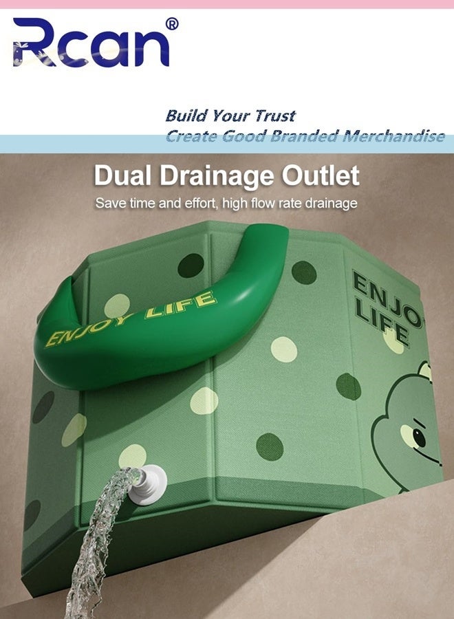 ركان حوض استحمام أطفال متعدد الاستخدامات وقابل للطي، حوض استحمام محمول برسومات كرتونية، مزود بمقابض، حوض استحمام دائري للأطفال الصغار مزود بسدادة تصريف، حوض استحمام محمول سريع الفتح، غير قابل للنفخ، مناسب للأطفال من عمر 0-5 سنوات. - Image 3