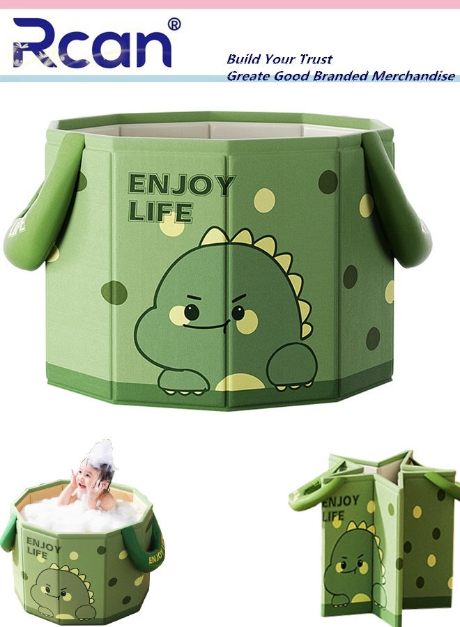 ركان حوض استحمام أطفال متعدد الاستخدامات وقابل للطي، حوض استحمام محمول برسومات كرتونية، مزود بمقابض، حوض استحمام دائري للأطفال الصغار مزود بسدادة تصريف، حوض استحمام محمول سريع الفتح، غير قابل للنفخ، مناسب للأطفال من عمر 0-5 سنوات. - Image 1