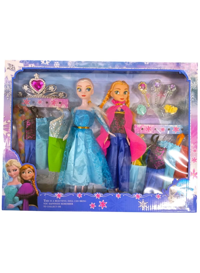 Elsa and Anna Doll Set Fashion Dolls with Signature Clothing and Accessories For Girls