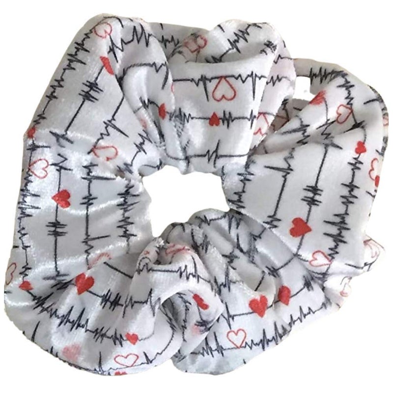 Infinity Collection Nurse EKG Scrunchie Nurse Accessories Heartbeat White