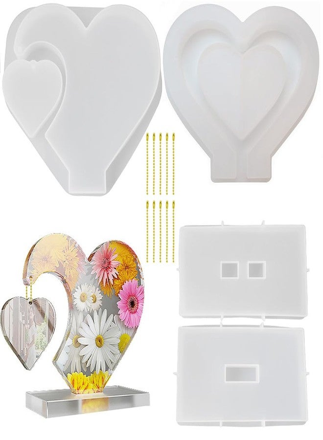 Gzingen 2 Set Resin Photo Frame Molds, Heart Shape Silicone Frame Resin Molds for Casting, DIY Personalized Epoxy Photo Frame Mold for Wedding Crafts Table Home Decor - Image 1