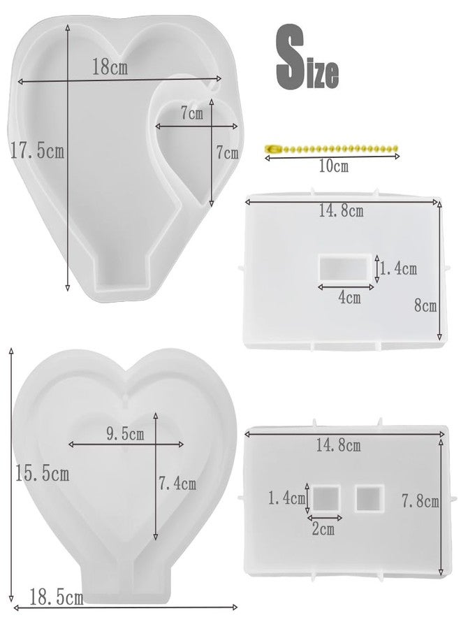 Gzingen 2 Set Resin Photo Frame Molds, Heart Shape Silicone Frame Resin Molds for Casting, DIY Personalized Epoxy Photo Frame Mold for Wedding Crafts Table Home Decor - Image 4
