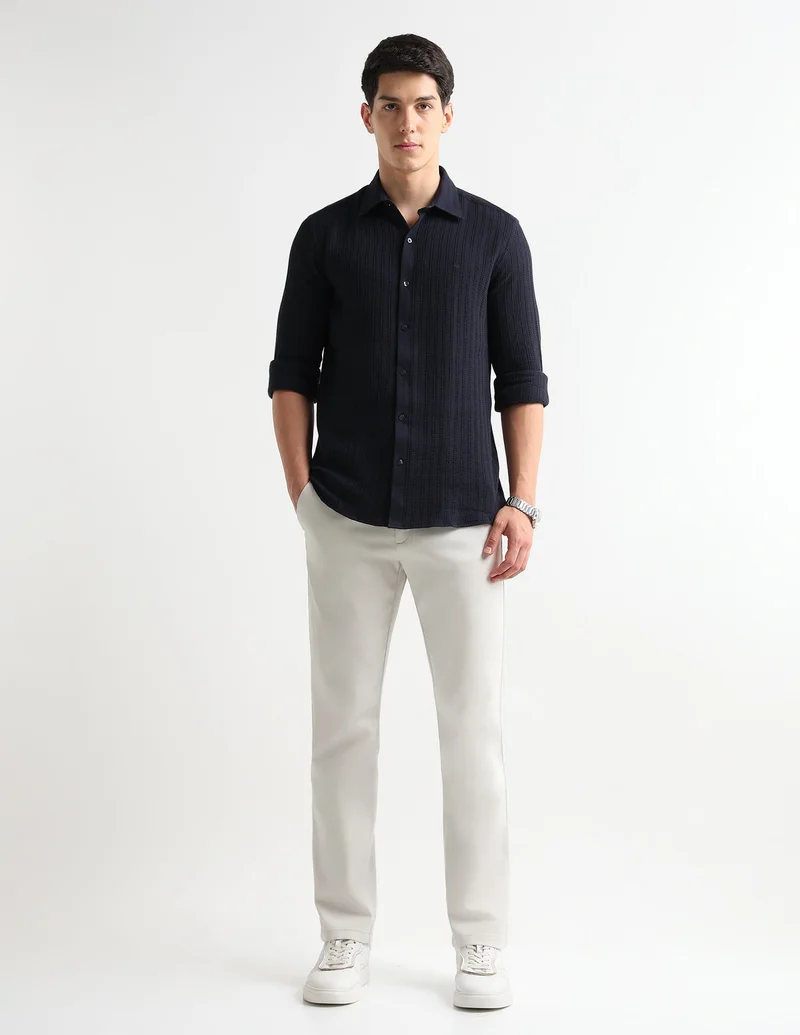 Arrow Navy Tailored Fit Patterned Elixir Shirt for Men | Best Price UAE