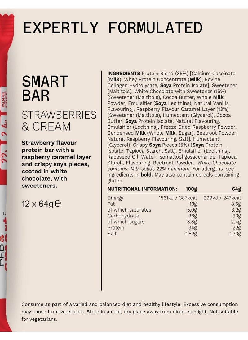 PhD - Smart Bar High Protein - Strawberries Cream - (12 pieces) - Image 1