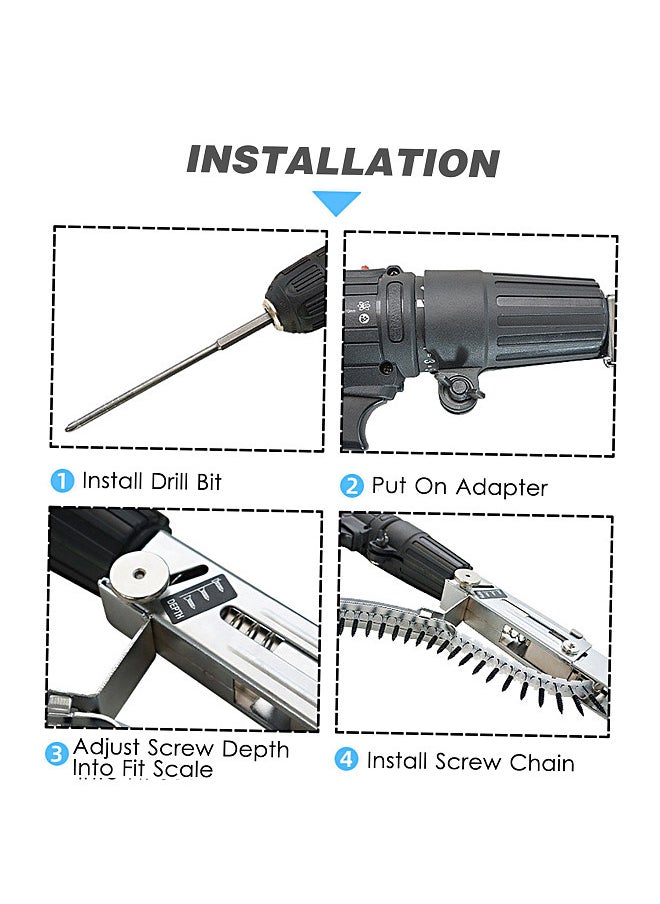 Automatic Chain Nail Gun Adapter Power Drill Attachment With Screws Woodworking Tool Auto Feed Screwdriver Tape Chain Nail Adapter for Nail Gun Electric Drill  - Image 5