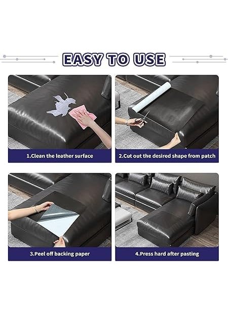 BKQPTL BKQPTL Black SelfAdhesive Genuine Leather Repair Patch 30 x 60cm Durable Leather Sheet for Sofa Couch Furniture Car Seats and Jackets Waterproof DIY Upholstery Repair Tape 2  - Image 5