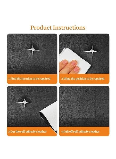 BKQPTL BKQPTL Black SelfAdhesive Genuine Leather Repair Patch 30 x 60cm Durable Leather Sheet for Sofa Couch Furniture Car Seats and Jackets Waterproof DIY Upholstery Repair Tape 2  - Image 3