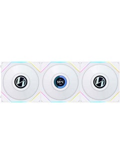 LIAN LI Lian Li Uni Fan TL 120 Case Fan, 1.6” LCD, 120mm Fan Size, 1900 RPM Fan Speed, 62 CFM Airflow, PA66 / PBT Materials, Fluid Dynamic Bearing, Triple Pack, W/ Controller, White | G99.12TLLCD3W.00  - Image 1