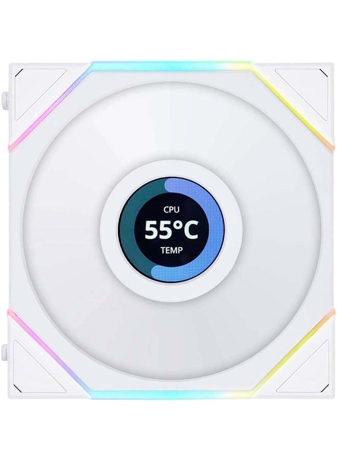 LIAN LI Lian Li Uni Fan TL 120 Case Fan, 1.6” LCD, 120mm Fan Size, 1900 RPM Fan Speed, 62 CFM Airflow, PA66 / PBT Materials, Fluid Dynamic Bearing, Triple Pack, W/ Controller, White | G99.12TLLCD3W.00  - Image 3