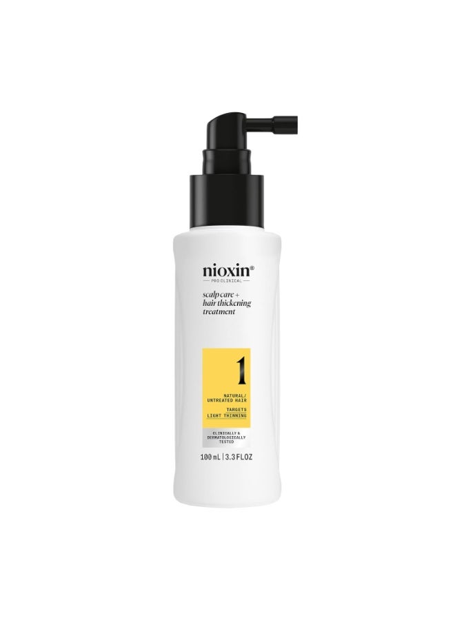 Nioxin System 1 Scalp Care & Hair Thickening Leave-In Treatment 100ml | For Natural Hair with Light Thinning | Hair Density & Scalp Treatment with Niacinamide & Biotin | Professional Hair Thickening Care - Image 1