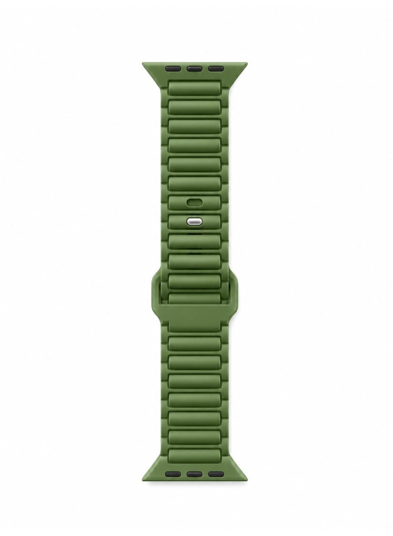 Durable silicone magnetic smartwatch band with a connected loop design, compatible with Apple Watches (size 42/44/45/49 mm)
