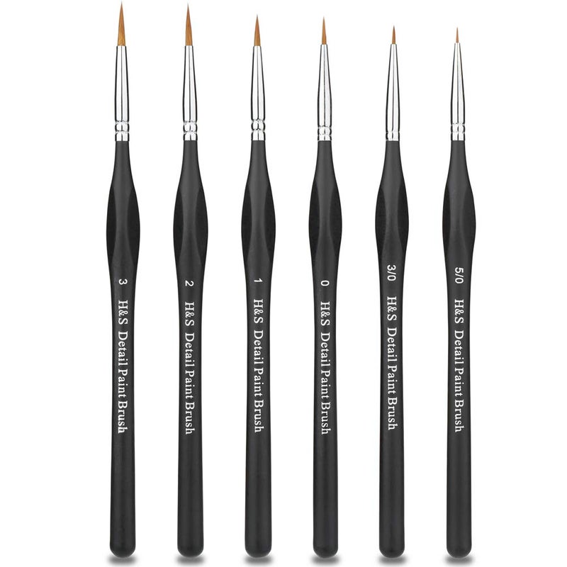 HST H&S Fine Detail Paint Brush Set for Oil & Acrylic Painting - 6pcs - Thin Tip Paint Brushes with Synthetic Hair - Miniature Model Brushes Also for Watercolor - Image 1
