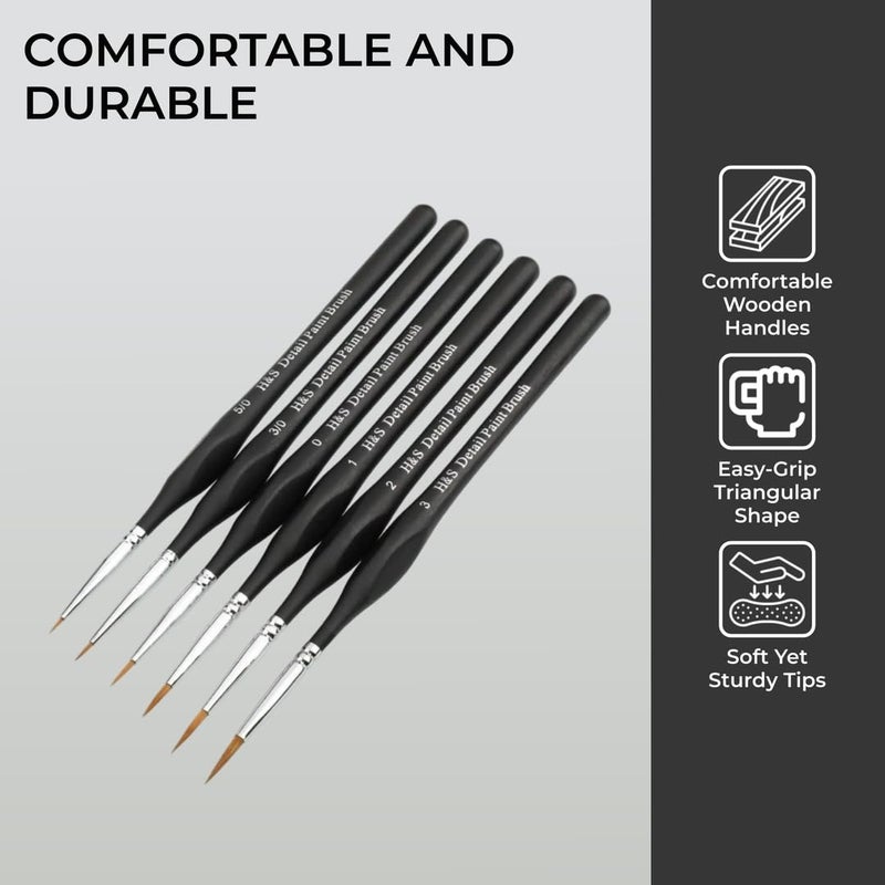 HST H&S Fine Detail Paint Brush Set for Oil & Acrylic Painting - 6pcs - Thin Tip Paint Brushes with Synthetic Hair - Miniature Model Brushes Also for Watercolor - Image 4