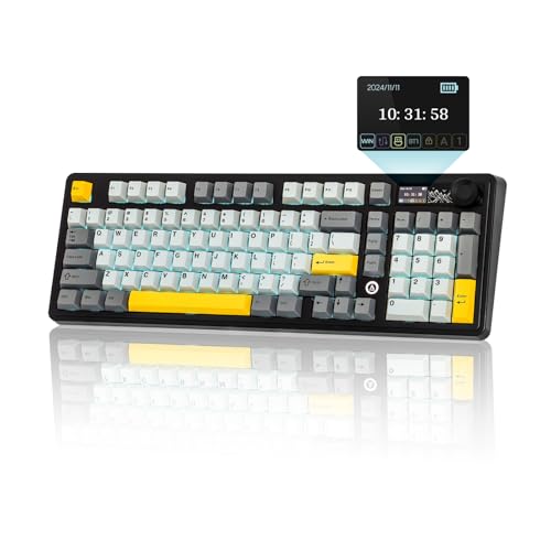 MechLands AJAZZ AK980 V2 Mechanical Gaming Keyboard with Display Screen, 10000mAh Battery, 98% Wireless Keyboard with BT/USB-C/2.4GHz, Hot Swappable, Linear Switch, Knob, RGB for Win/Mac (Black) - Image 1