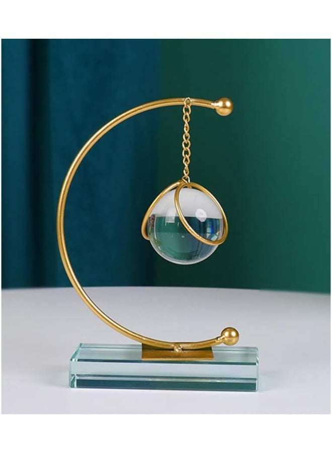 Golden Metal Stand With Glass Base For Home And Office Decoration