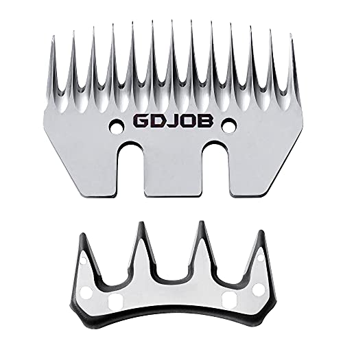 GDJOB 13 Teeth Straight Replacement Blades for Sheep Shears, Professional Stainless Steel Sheep Shears Blades for Dogs Sheep Alpacas Goats - Image 1