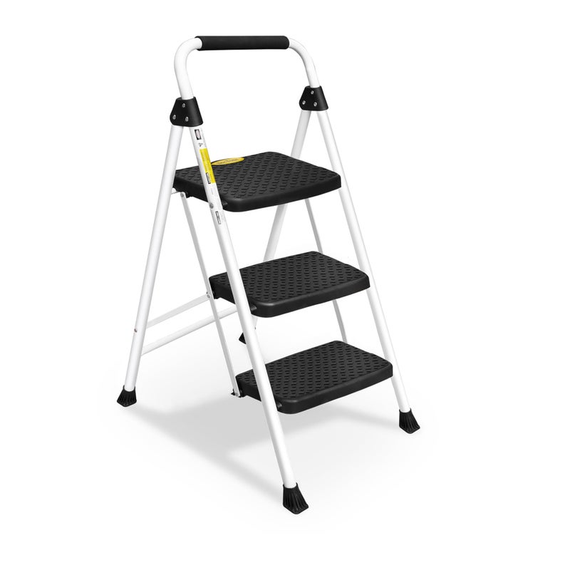 HBTower Step Ladder, Folding Step Stool with Wide Anti-Slip Pedal, Sturdy Steel Ladder, Convenient Handrail, Lightweight, Portable Steel Step Stool - Image 1