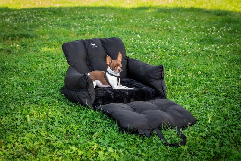 JACKO & CO - Premium Dog Car Seat v2 Booster Seat for Small & Medium Pets Under 25lbs - Machine Washable w Removable Cover Water Resistant w Clip-On Leash for Front or Back Seat (Black Small (1-25lbs) - Image 4