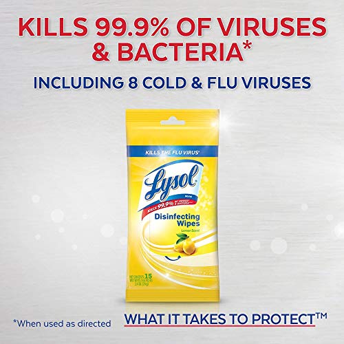 Lysol Disinfecting Wipes To-Go Pack, Lemon Scent, 15 Count (Pack of 3) - Image 2