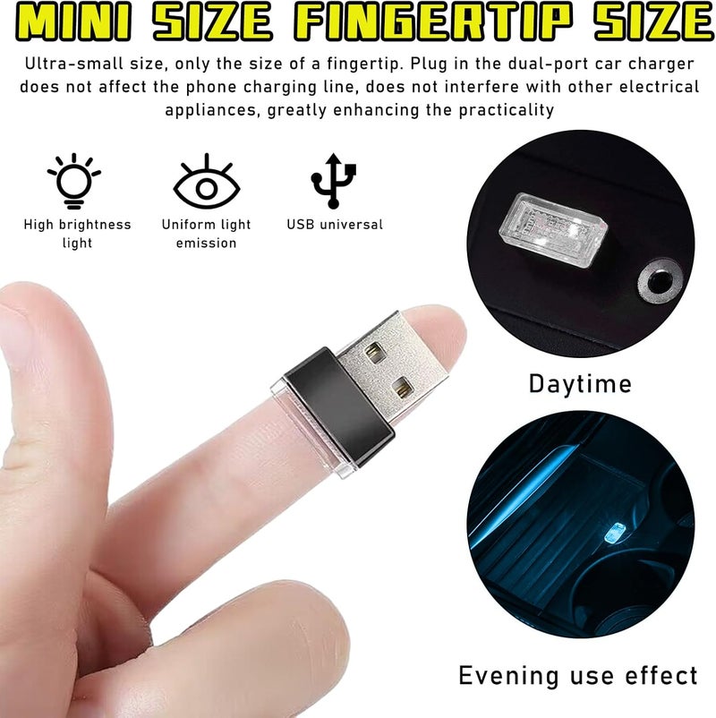 Augeny 4 PCS USB LED Car Interior Atmosphere Lamp, Plug-in USB Decor Night Light, Portable Auto Ambient Lighting Kit, Universal Vehicle Interior Accessories for Most Cars (2 Red+2 Ice Blue) - Image 5