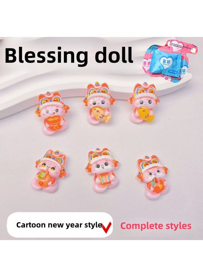 Three-dimensional Resin Ornaments Luminous Small Animal Blind Bag Turtle Pair Touch Mini Blind Box Ornaments-Color:Lucky Doll Blind Belt Outfit - Image 1