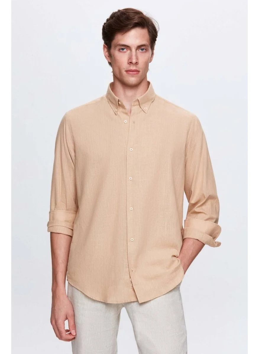 D'S DAMAT Comfort Mink Button-down Collar Relaxed Cut Linen Look 100% Cotton Shirt 2HC02ORT64265