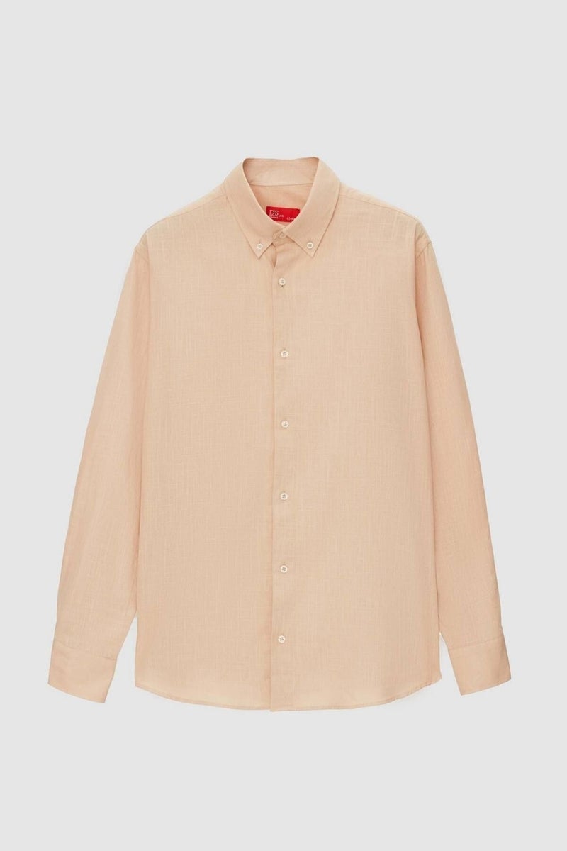 D'S DAMAT Comfort Mink Button-down Collar Relaxed Cut Linen Look 100% Cotton Shirt 2HC02ORT64265 - Image 5