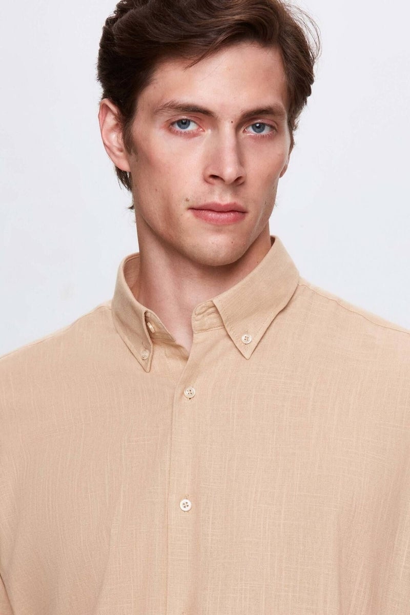 D'S DAMAT Comfort Mink Button-down Collar Relaxed Cut Linen Look 100% Cotton Shirt 2HC02ORT64265 - Image 2