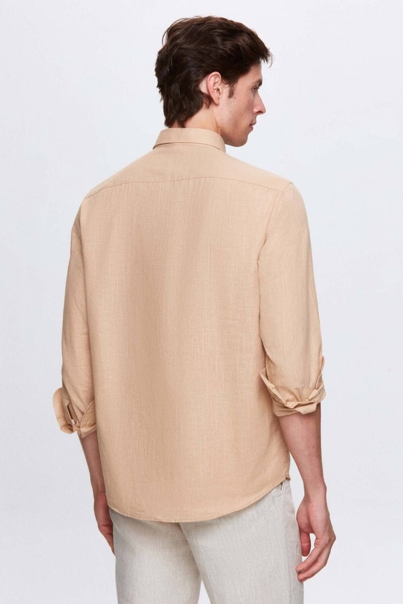D'S DAMAT Comfort Mink Button-down Collar Relaxed Cut Linen Look 100% Cotton Shirt 2HC02ORT64265 - Image 3