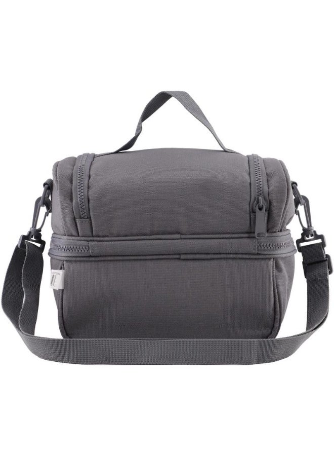Atrium Big Zipper Lunch Bag Solid Grey 24cm - Image 2