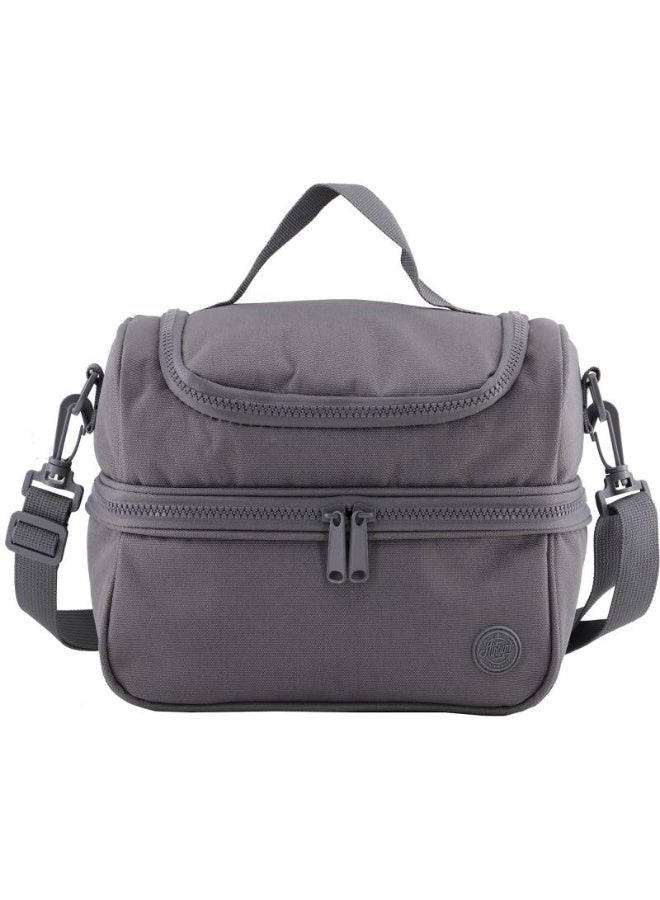 Atrium Big Zipper Lunch Bag Solid Grey 24cm - Image 1