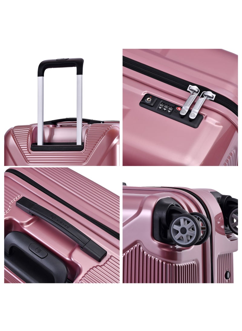 إيمينينت حقيبة سفر صلبة كبيرة بعجلات دوارة مزدوجة وهادئة وقفل  وردي لامع - Image 4