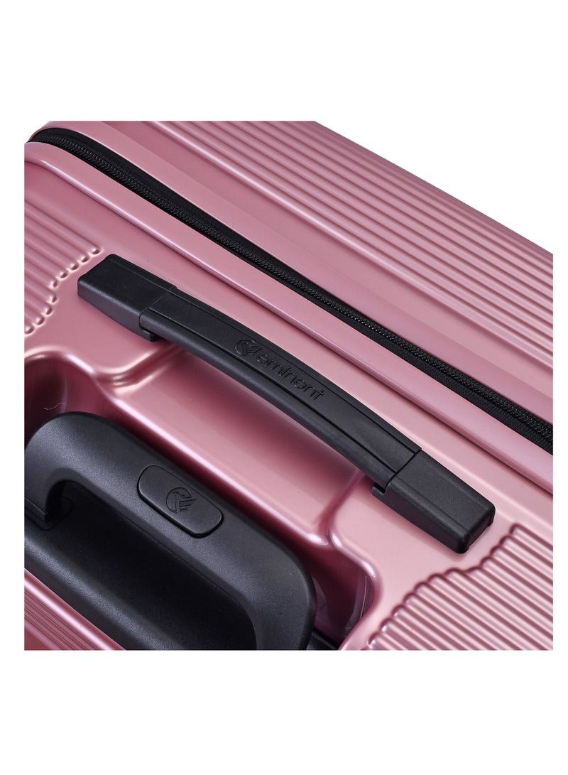 إيمينينت حقيبة سفر صلبة كبيرة بعجلات دوارة مزدوجة وهادئة وقفل  وردي لامع - Image 5