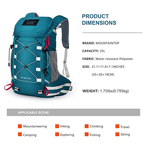 MOUNTAINTOP Hiking Backpack 35L Travel Backpack Lightweight Daypack for Men&Women Outdoor Camping - Image 2