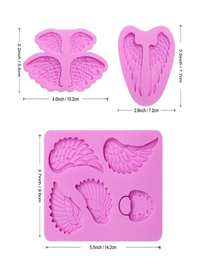 acvcatto Angel Wing Fondant Silicone Molds, 3 Packs Wings for Baby Shower Party Cake Decoration, Cupcake Toppers, Angel Wing Lock Clay Resin - Image 2