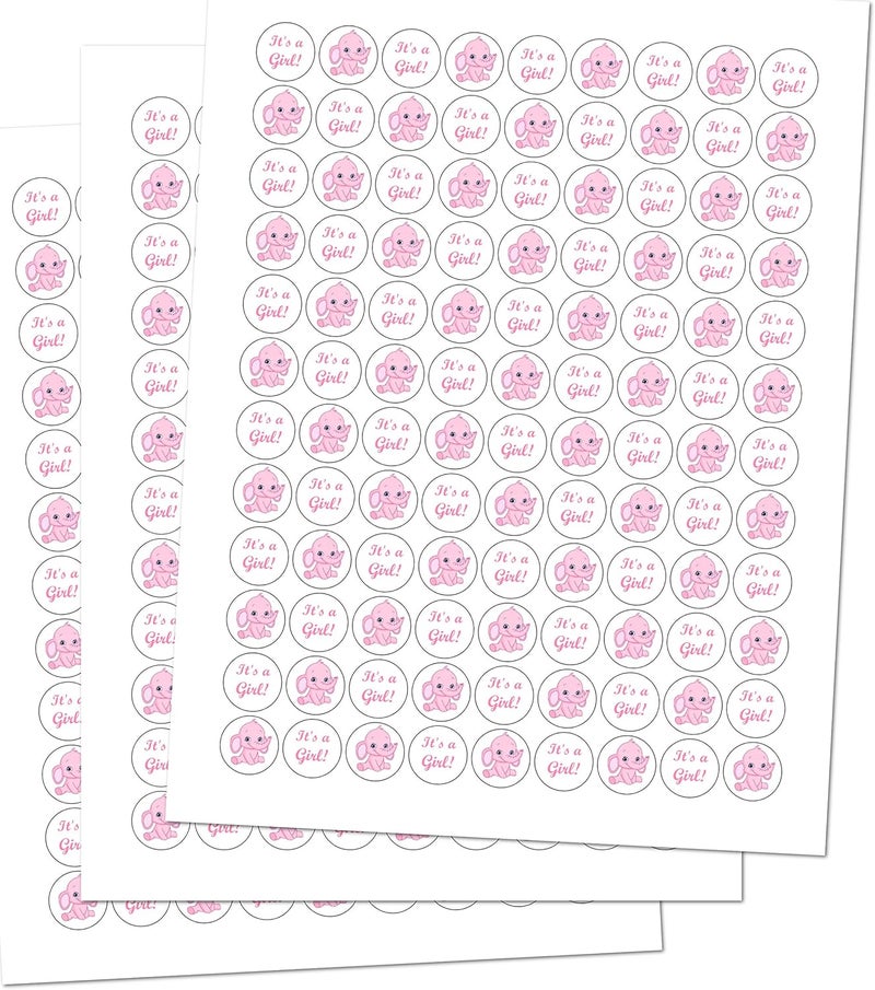 RokAPary 324 Pink Elephant Its a Girl Baby Shower Favors Stickers for Baby Shower Or Baby Sprinkle Party Baby Shower Kisses Stickers Baby Shower Pink Favors Baby Shower Labels Decorations Made in USA - Image 3