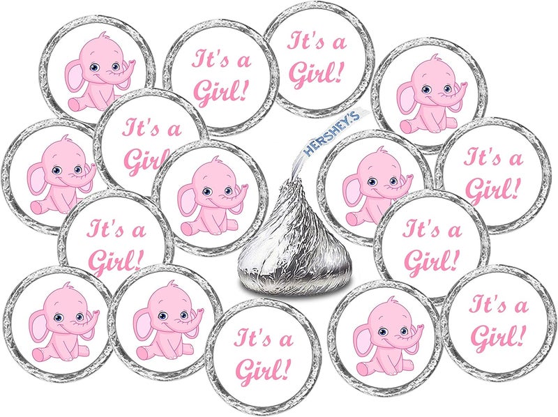 RokAPary 324 Pink Elephant Its a Girl Baby Shower Favors Stickers for Baby Shower Or Baby Sprinkle Party Baby Shower Kisses Stickers Baby Shower Pink Favors Baby Shower Labels Decorations Made in USA - Image 2