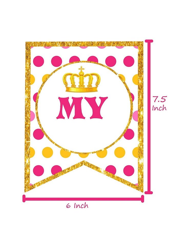 Funcart Funcart Golden Border Crown Printed Pink Polka dot Half Birthday Banner for Half Birthday Decoration/Half Birthday Decoration/6 Month/Half Way to One  - Image 3