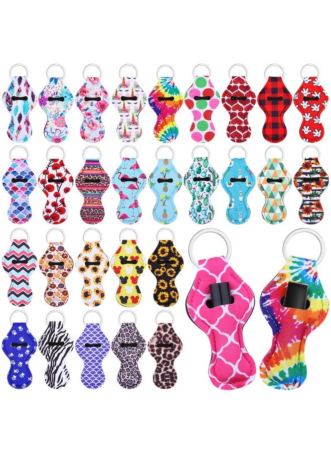 Cludoo 30Pcs Chapstick Holder Keychain Bulk Chapstick Lip Balm Lipgloss Lipstick Holder Keychains For Lipstick Chapstick Lip Balm Lanyards 30 Vibrant Colors - Image 1