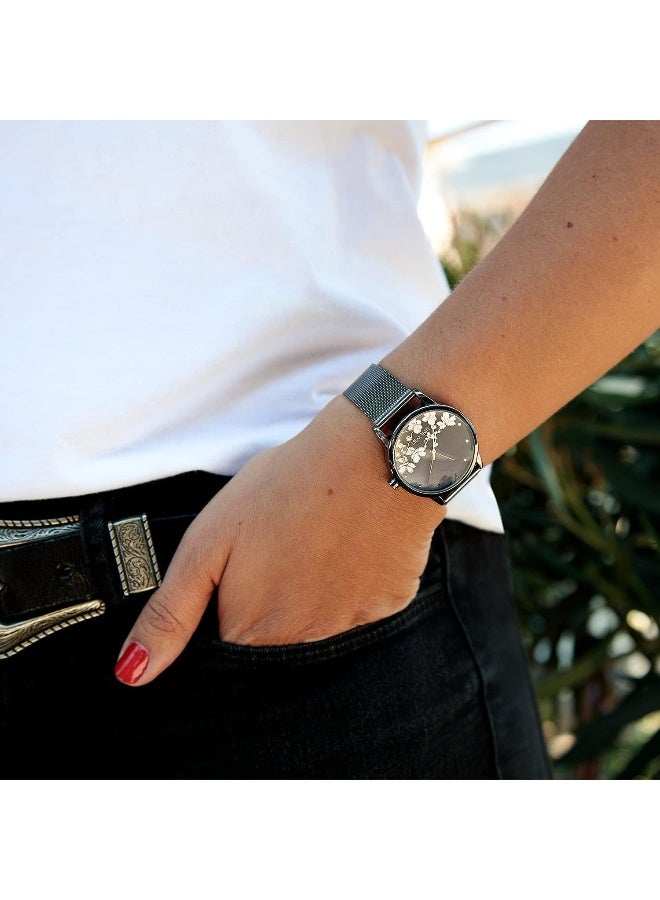 NINE WEST Women's Gunmetal and Silver-Tone Mesh Bracelet Watch - Image 2