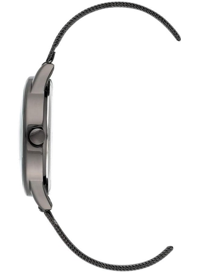 NINE WEST Women's Gunmetal and Silver-Tone Mesh Bracelet Watch - Image 3