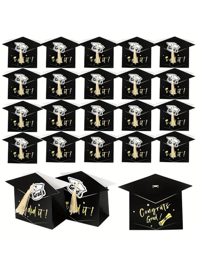 10 Pcs Black Gold Graduation Cap Gift Boxes Class of 2025 Party Supplies - Image 1