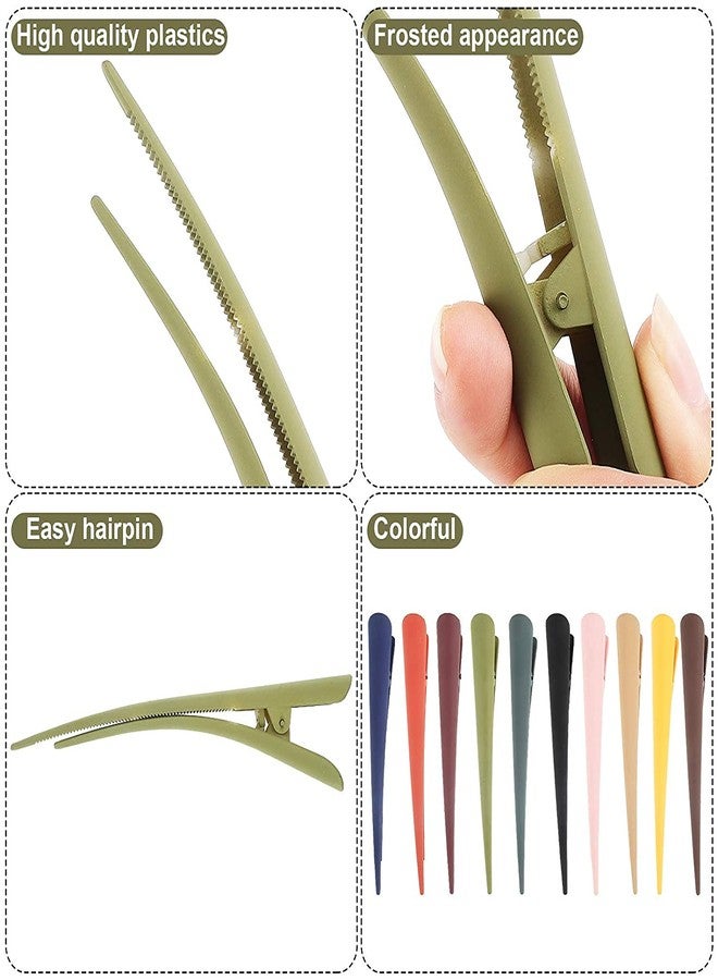 EPARTY مجموعة من 10 مشابك شعر معدنية كبيرة على شكل منقار البط، مناسبة للشعر الكثيف أو الثقيل، مصنوعة من أسيتات عالية الشفافية، مزودة بأسنان تثبيت، مانعة للانزلاق، بتصميم أنيق. - Image 3